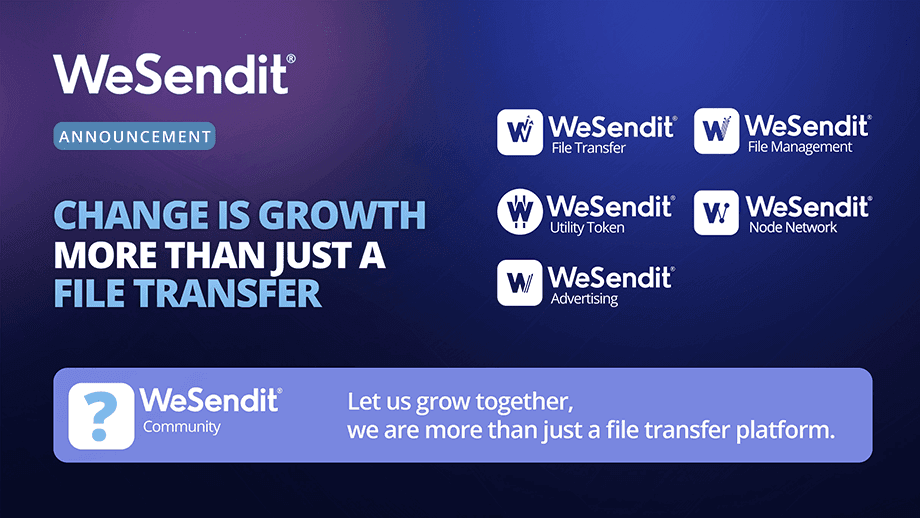 WeSendit new brand identity — five product logos